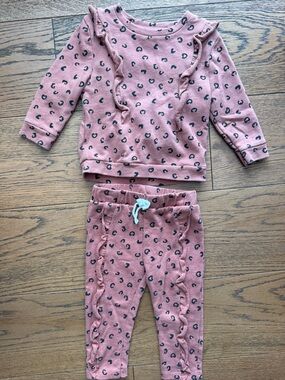 Greyson - Toddler - Pink Ruffle Leopard-Print Set